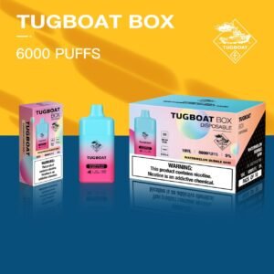 TUGBOAT BOX 6000 PUFFS DISPOSABLE Choose your favorite flavor from the 10 options offered. It’s compact, portable, and simple to use, plus it tastes wonderful! With the Tugboat Box disposable vape pod device, it’s difficult to go wrong. Take a look at our assortment of disposable vape packages. TUGBOAT BOX DISPOSABLE VAPE 6000PUFFS SPECIFICATION: Brand: Tugboat Puffs: 6000 Nicotine: 2% Nicotine Type: Salt Nicotine Capacity: 10ml 600mAh Battery Capacity Charger: Type-C Resistance: Mesh coil Firing Mechanism: Draw-activated   TUGBOAT BOX 6000 PUFFS DISPOSABLE  AVAILABLE FLAVOUR: Watermelon Bubble Gum: Generous punch of watermelon, with a delicate bubble gum undertone that really rounds it out. , Strawberry Pina Colada: a ripe strawberry vape flavor with a refreshing pina colada taste. Purple Rain: Purple Rain is an irresistible fruit slush of an e-liquid with a delicious balance of tangy raspberries and sweet blueberries and a subtle hint of lemon. Tropical Fruit: A wildly delicious combination of coconut, watermelon, mixed berry, mango, pineapple, and guava will make you feel like you are at your favorite beach. Red Mamba: Pure selection and mixing of varieties of red fruits with Dragon Fruit Cool Mint: An Arctic-inspired creation, blending chilled fresh mint into a powerful nicotine salt infusion. Strawberry Mango: Mango accessories its profile with a hint of strawberry that will leave you wanting more. Grape: A delectable blend of sweet table grapes reduced to a tasty blend that will delight the taste buds.⁣ Pink Lemon: Freshly squeezed lemons infused with a sweet Brand Name; TUGBOAT BOX 1x Device Have a Rechargeable (Type C) 5% Salt  Nicotin,Mesh coil 10ML Salt E-Liquid 6000puffs Device. A12 mazing Favorite Flavor Available This Product. WARNING:This product Contains Nicotine . Nicotine is an Addictive Chemical.
