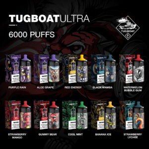 TUGBOAT ULTRA 6000PUFFS Disposable Kit 15ml Tugboat Ultra 6000 Puffs Disposable Kit Vape has a large area of ​​stylish coating, this disposable looks both cute and fashionable. Relying on its 5% synthetic nicotine and 15ml vape juice capacity, which is sure to satisfy your taste due to its plenty of flavor, which provides you up to 6000 puffs to guide your taste buds to continue to crave with ease