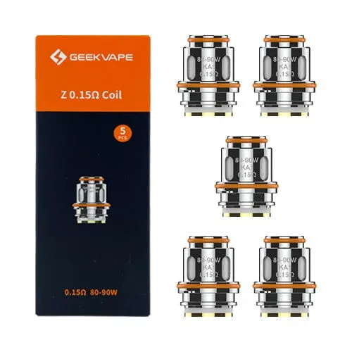 Geekvape Z Series Coil. The Geekvape Z(zeus) Sub-Ohm Mesh Replacement Coils are a set of kanthal meshed heating element coil atomizers built for the new Geekvape Z(zeus) Sub-Ohm Tank, the latest variant in the tried-and-true Z lineage. The mesh coils are installed in a plug 'n' play fashion from the bottom threaded tank base. It comes in a pack of five. Applicable Models Geekvape L200(Aegis legend 2) kit Geekvape Z(Zeus) sub ohm tank 2021 Geekvape Z(Zeus) sub ohm tank Geekvape Obelisk tank Geekvape Obelisk 120FC Z Kit Geekvape Aegis X Zeus Kit 200W (Z Edition Only) Parameters geekvape coil Z0.4 Coil: 0.4ohm Mesh Z1 Coil - rated 60-70W [Note: The old packaging have a range of 50-60W] Z0.2 Coil： 0.2ohm Mesh Z2 Coil - rated 70-80W Z0.15 Coil： 0.15ohm Coil - rated 80-90W Z0.25 Coil： 0.25ohm Coil - rated 45-57W Package includes 1* Geekvape Z Series Coil 5pcs/pack [8:28 am, 24 Geekvape Z Series Coil. The Geekvape Z(zeus) Sub-Ohm Mesh Replacement Coils are a set of kanthal meshed heating element coil atomizers built for the new ...