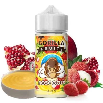 GORILLA FRUITS E-LIQUID 100ML Vape Juice is a vaping e-liquid line created by E&B Flavors, who have carved themselves a spot in the international vaping market and have shipped their products internationally. Eight delicious juice flavors are available, ranging from Mango to Wild Berry to Grape Ice. Gorilla Fruits Grape Ice 100ml feature Made and manufactured in the United States GORILLA FRUITS E-LIQUID 100ML Features 8 delicious flavors Available in two sizes of 60ml and 100ml Available in three nicotine strengths of 0mg, 3mg, and 6mg You can choose from two sizes for the individual bottles of Gorilla Fruit Vape Juice: 60ml and 100ml. Every single bottle comes in two sizes. Three different nicotine strengths will satisfy any nicotine craving. With Gorilla Fruits vape e-juice, you won’t be disappointed if you’re looking for a premium fruit Gorilla Fruits Grape Ice vape juice brand Grape: Enjoy the delightful flavor of delicious grapes. This e-liquid is similar to freshly squeezed grape juice. Each puff is smooth and sweet. Grape Ice: You may have heard that this e-juice will make you lose your mind. Experience the bright juicy Gorilla Fruits Grape Ice 100ml flavor on the inhale with an ice-cold grape finish on the exhale. Rose Gold: This legendary e-liquid brings exotic flavor to your pallet. A refreshing blend of sweet strawberries, lychees, and pomegranates that will make you feel like you’re in paradise. Rose Gold Ice: The delicious blend of tropical lychee, sweet strawberries, and tangy pomegranate with an ice cold menthol kick. Wild Berry: An explosion of mouthwatering, sweet, fresh mixed berries. This berry blend will awaken your taste buds. Wild Berry Ice: A fruity blend of strawberries, raspberries, and blueberries on the inhale followed by an icy blast exhale