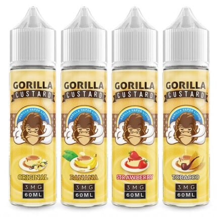 GORILLA CUSTARD E- LIQUID 60ML Original by E&B 60ml . Vanilla custard, Cream, Above All mixed into one bottle creating a uniquely flavorful experience. Gorilla Custard Strawberry E Liquid by E&B Flavor is a hint of juicy delicious strawberry fruit on the inhale followed by sweet vanilla custard on the exhale.  Custard with the cream on top is soothing and a perfect all-day vape e-juice. GORILLA CUSTARD E- LIQUID 60ML Features: Flavor – Custard, Cream Bottle Size – 60 ML  Nicotine Level – 3 MG, 6 MG VG/PG – 70 /30 Ingredients – Propylene Glycol, Vegetable Glycerin, Natural & also Artificial Flavors, Nicotine. Best buy original Gorilla custard E-Liquid by E & B Flavor 60 ml  ★BANANA: The classic flavor of sweet banana, and custard that will melt your heart away. Get ready for a delectable vaping experience with this banana custard profile. ★ORIGINAL: The golden standard of what a true custard flavor should be, balanced perfectly for a superior creamy experience. ★STRAWBERRY: A hint of juicy delicious strawberry fruit on the inhale followed by sweet vanilla custard on the exhale. ★TOBACCO: Vanilla custard, cream, and smooth tobacco all mixed into one bottle creating a uniquely flavorful experience. Whether you are looking Gorilla Custard Original E Liquid by E&B Flavor or other flavor made by E&B Flavor here at E- Dubai vape zone Dubai we can Provide you a massive collection of E liquid and Saltnic with best prices in UAE, We are Provide Delivery Full United Arab Emirates .24/7 Service Customer service: There is a 24-48 hrs, processing time for all orders, with most order sent out for delivery within 24 bussinss hrs. Also We strive to ship orders out as quickly as possible. We deliver to anywhere to United Arab Emirates.