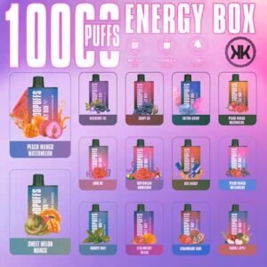 Energy Box 10000 Puffs Disposable Vape Now available in Dubai UAE! Fast Cash/Card delivery available to all UAE! Product Highlights: Puffs: 10000 Puffs E-Juice Capacity: 15ml Nicotine strength: 5% Resistance: 1.2ohm Adjustable airflow Battery Capacity: 650mAh (Rechargeable) Charging: Type C Charging Port Available Flavors of KK Energy Box 10000 Puffs: Red Energy Lush ice Peach Mango Watermelon Double Apple Sweet Melon Mango Purple Rain Mighty Mint Strawberry Watermelon Ice Strawberry Kiwi Strawberry mango Cotton Candy Watermelon Bubblegum Blueberry Ice Grape Ice Now Available In Dubaivapezone. Dubai,abu Dahbi,Ajman,Sharjah,Al Ain &Uae The KK Energy Box 10000 Puffs Disposable Vape is the perfect solution for those who crave a powerful, long-lasting vaping experience. With a whopping 10000 puffs and 15ml e-juice capacity, this device is sure to last for days on end. The 5% nicotine strength provides a satisfying hit, while the 1.2ohm resistance ensures smooth vapor production. The adjustable airflow feature allows for customization of the draw, while the rechargeable 650mAh battery provides ample power to keep the device going. Charging is easy and convenient thanks to the Type C charging port. Whether you’re a seasoned vaper or new to the game, the KK Energy Box is sure to impress.